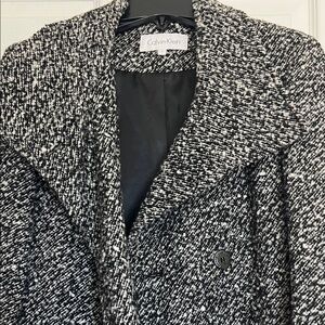 Calvin Klein Women's Monochrome Tweed Pea Coat